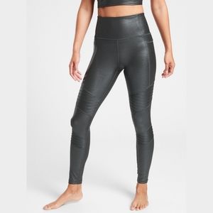 Athleta Black Inclination Moto Shimmer Tight In Powervita Size Small